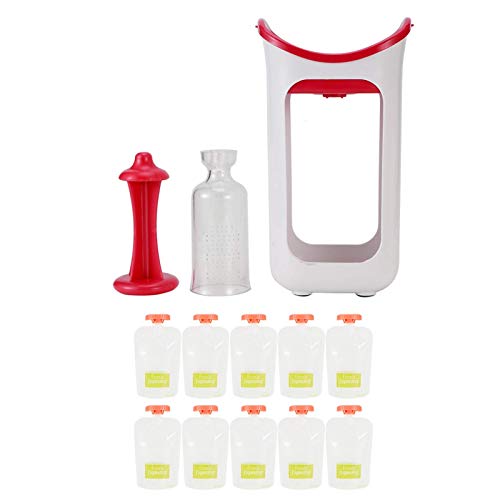 Nivvity Squeeze Station, Squeeze Station Press Store System Tragbare Kinder Obstpüree Squeezer Lebensmittelbeutel Food Masher Kinder Squeeze Station für die Küche zu Hause(Rosarot) von Nivvity