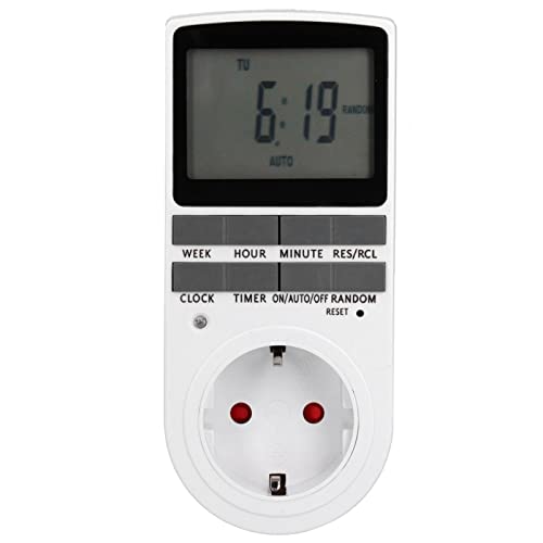 Nivvity Timer-Buchse ， 10A Digitalprogrammierbare Steckdose Timer Smart Timing Switch Sockel Zubehör mit 8 Bedientasten für Lampenlüfter(EU Plug 240V) von Nivvity