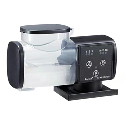 Automatischer Fischfutterautomat 500ml, Futterautomat Aquarium, mit Batteriebetrieben, Fische Fischfutterspende, Bis zu 9 Portionen automatisches Futter, Doppelseitige Klebstoff Flache Platzierung von Niwugady