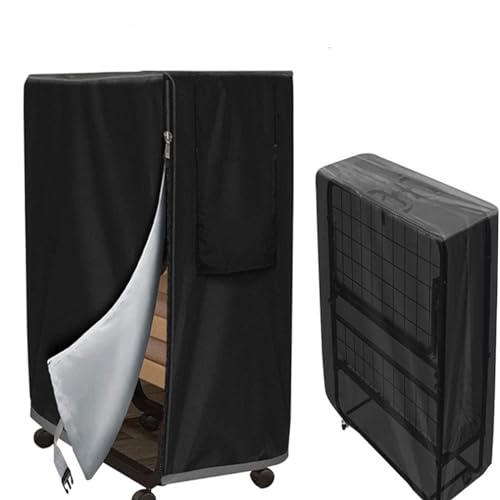 Klappbett-Aufbewahrungshülle mit Reißverschluss, Klappbettdecke Abdeckung, Multifunktionale wasserdichte und Staubdichte Klappbett Staubschutzabdeckung für Gästebetten, 84 * 33 * 107cm Schwarz von Niwugady