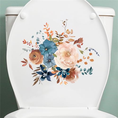 Niwugady Aufkleber für Toilettendeckel, Bunt Blumen Toiletten Aufkleber Selbstklebend Abnehmba Badezimmer Wandaufkleber Dekoration, 30 x 30 cm von Niwugady