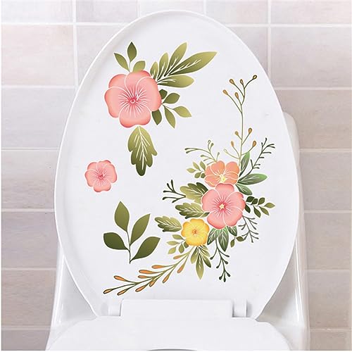 Niwugady Badezimmer WC-Aufkleber PVC Abnehmbar Wasserabweisend Blumenmotiv Selbstklebend 3D Wandkunst Dekoration Aufkleber für Toilettendeckel, Badezimmer, WC, KS6781D von Niwugady