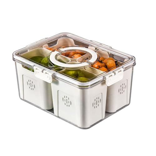 Niwugady Kühlschrank-Organizer mit Deckel, Lebensmittelkoffer mit 4 Fächern, PET, herausnehmbare Behälter für Lebensmittel und Aufbewahrung für Obst, Kühlschranktücher, Gemüse, Lebensmittel und von Niwugady
