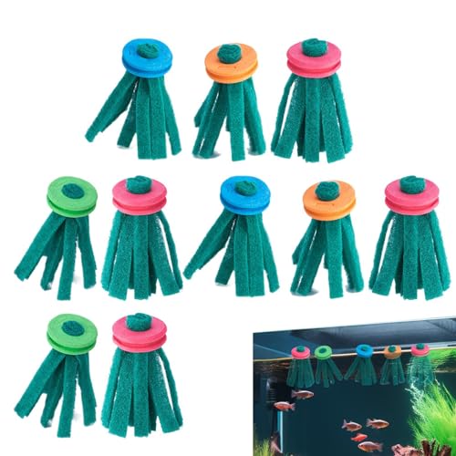 Nixiara Aquarium Laichmopp | 10 Stück Schwimmende Fischzucht Laichmopps | Wiederverwendbares Schwimmwerkzeug mit Schaumring für Regenbogenfische Wassertank von Nixiara
