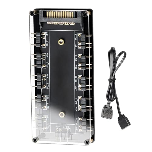 Nixiara Computer-Lüfter-Hub, PC-Lüfterhub, ARGB-Controller für -Chassis | PC-Ventilator-Beleuchtungseffekt-Controller, 10-in-1- -Computergehäuse, Hub Nixiara Computer-Lüfter-Hub, PC-Lüfterhub, ARGB-Controller für -Chassis | PC-Ventilator-Beleuchtungseffekt-Controller, 10-in-1- -Computergehäuse, Hub von Nixiara
