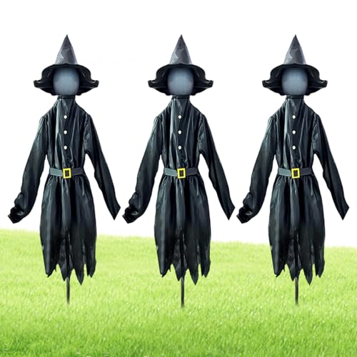 Nixiara Halloween Outdoor-Deko, Beleuchtete Halloween Hexen Pflöcke für Vorgarten, Wasserdichtes 150 cm Grusel Deko Element mit Ständer für Außenbereich Herbstdekoration Wegbeleuchtung von Nixiara