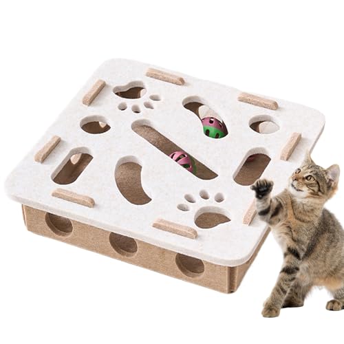 Nixiara Katzenleckerli-Puzzle | Bereicherungsspielzeug Für Katzen - Kratzspiel Mit Klingel Und Labyrinth Bahn Zur Beschäftigung Und Für Beissen Bewegung Für Kätzchen Welpen Im Wohnzimmer Oder Käfig von Nixiara