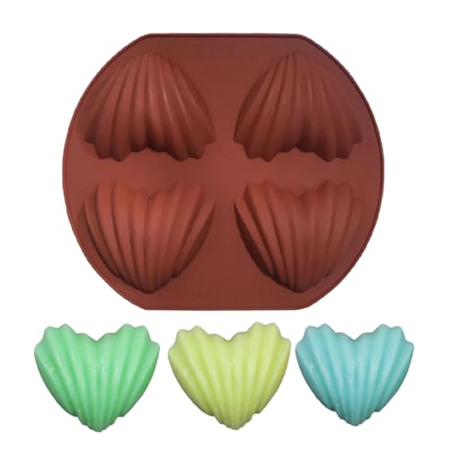 Schokoladenschalen -Backform - Silikon -Süßwarenschale, Umfangreicher Gebrauch 4 Hohlraum Herzkekse | Fondant-Fondantform, Eiswürfel-Seife Cupcake Dessert Süßigkeiten Dekorieren Backvorr von Nixiara