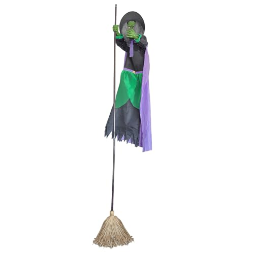 Schwimmender Hexenbesen - Sound Aktiviert, 9,84ft | Halloween Animatronic Rep, Spooky Home Dekoration Für Urlaub Walkway Auffahrt Eingangstür Yard Outdoor Cosplay Masquerade Haunted House von Nixiara