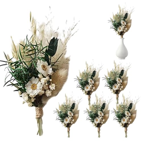 Set mit 6 dekorativen getrockneten Blumen – Handgemachte getrocknete Blumensträuße, Brautduschen, getrocknete Blumenblumen | Natürliche wiederverwendbare Tischdekoration für Tischpartys, Jäten von Nixiara