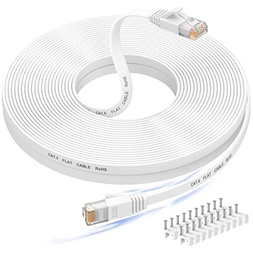 Lan Kabel 15 meter, Cat 6 Ethernet Kabel 15m, High Speed Netzwerkkabel, Flaches abgeschirmtes Lan Kabel, langes Internet Kabel mit Snagless Rj45 Stecker für Switch, PS4 und Modem,Weiß von Nixsto