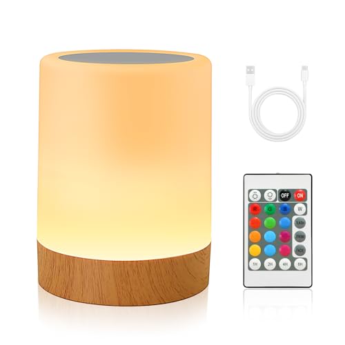 Nixtrve LED Nachttischlampe Touch Dimmbar, Kabellose Tischlampe mit 13 Farben & 3 Modi, USB Aufladbar, Warmweiß Nachtlicht mit Timer Funktion für Schlafzimmer, Kinderzimmer und Camping von Nixtrve