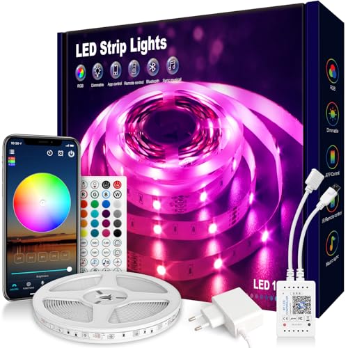 Nixtrve LED Strip 15m, LED Streifen 15m Selbstklebend mit Fernbedienung und App, LED Lichterkette LED Band Musik Sync LED Beleuchtung für Zimmer, Küche, Party von Nixtrve