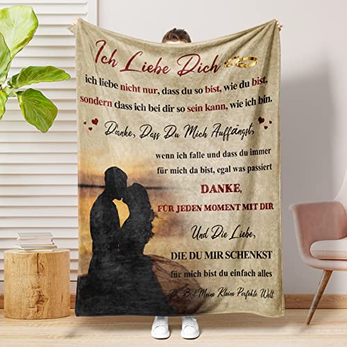 Niyewsor Hochzeitstag Jahrestag Geschenk für Ihn Sie Männer Frauen, Flanelldecke Ich Liebe Dich Geschenke, Valentinstag Paare Geschenk für Ihn Sie Männer Frauen 130 x 150 cm von Niyewsor