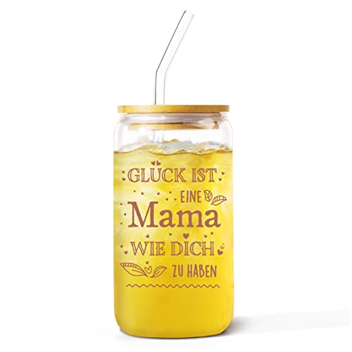 Niyewsor Geschenke für Mama, Mama Geschenk, Trinkglas Geburtstagsgeschenk für Mama, Gläser/Trinkbecher mit Deckel und Strohhalm für Koffee, Muttertagsgeschenk, 500 ML von Niyewsor