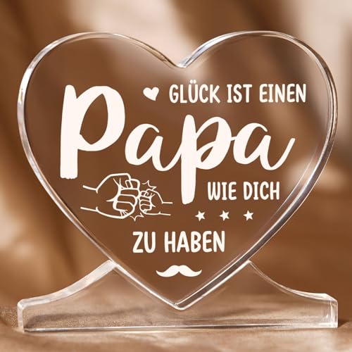 Geschenke für Papa,Herzförmiges Acryl-Plakette Dekoration Papa Geschenk Geburtstag, Geschenk für Papa von Tochter Sohn, Bester Papa Geschenke für zum Weihnachten, Vatertag von Niyewsor