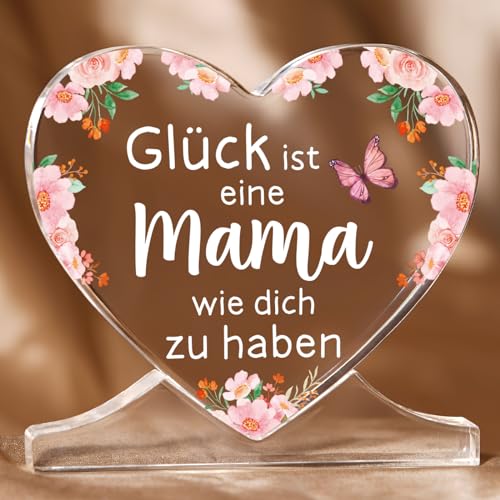 Niyewsor Muttertagsgeschenke für Mama, Herzförmiges Acryl-Plakette Dekoration, Mama Geschenk von Tochter Sohn, Geburtstagsgeschenk Muttertagsgeschenke Mama, Mutter von Niyewsor