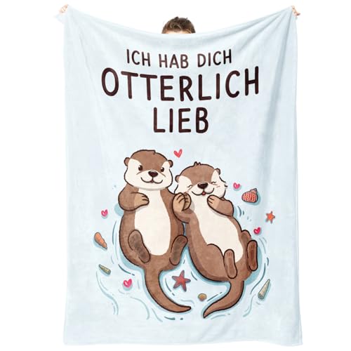 Niyewsor Ich Liebe Dich Geschenke für Frauen Männer, Kuscheldecke - Ich hab Dich otterlich lieb, Jahrestag Geschenk für Ihn Sie, Hochzeitstag Valentinstag Paar Partner Geschenk (157 x 132 cm) von Niyewsor