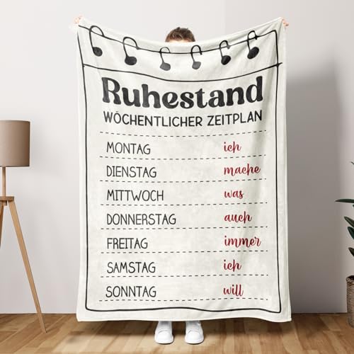 Niyewsor Ruhestand Geschenk Frauen Mann, Ruhestandsgeschenk, Decke zum Ruhestand mit Wochenplan, Rentnerin Geschenk zum Ruhestand, Rente/Rentner/Pension/Abschieds-Geschenk von Niyewsor