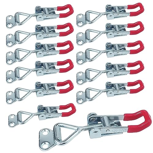 12 Stück Spannverschluss aus Verzinktes Eisen: Nizirioo GH-4001 Schnellspanner Clamp, Einstellbare Kniehebelspanner, Klein Hebel Verschluss, Schnappverschluss, für Schrank, Tür, Box(100KG) von Nizirioo