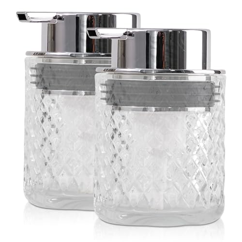 2er-Pack Seifenspender Glas, Seifenspender Für Küche, Nachfüllbarer Soap Dispenser Spülmittelspender Küche Für Leichtes Pressen,Geeignet Für Handseife, Shampoo, Duschgel, Küche, Bad von Nizirioo