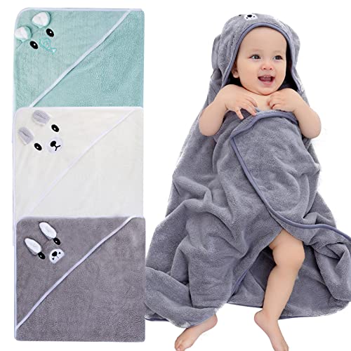 3 Pcs Kapuzenhandtuch Baby, Erstausstattung Babyhandtuch Mit Kapuze 80 X 80 Cm, Kapuzenbadetuch, Baby Handtuch Kapuze Personalisiert, Badetuch Mit Kapuze, Für Neugeborene Ab 0 Monaten Bis 2 Jahre von Nizirioo