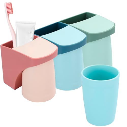 3 Stück Zahnbürstenhalter Mit Magnetischem Becher, Zahnbürstenhalter Wand Zahnbürstenhalter Für Badezimmer Zahnputzbecherhalter Ohne Bohren Für Badezimmer Mehrfarbig Zahnputzbecher Kunststoff von Nizirioo