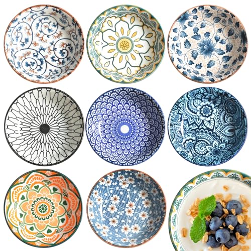 8 Pcs Dessertschalen Keramik, Tapas Schalen, Gewürzschalen Klein, Dipschalen Porzellan, Servierschalen Set Flach Keramik Dipschalen, Dipschälchen Kleine Keramikschalen Soja, Gewürze（Zufälliger Stil） von Nizirioo