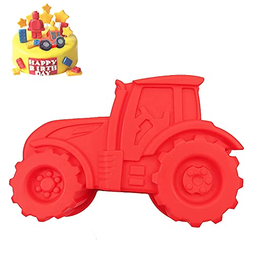 Nizirioo Backform Traktor - Auto Form Silikonform Rote Kuchenform zum Backen für Kindergeburtstag Silikonformen Backen Bulldog Motivform Silikontraktor für Kuchen EIS Schokolade Brot Dessert Pudding von Nizirioo