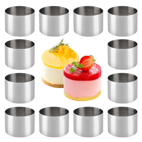 Nizirioo Dessertringe und Speiseringe, 12 Stück Servierringe Edelstahl, Lebensmittel Ringe, Runder Mousse-Ring, Rund, Backring Tortenring, Anrichteringe für Backen Gebäck Mousse Nizirioo Dessertringe und Speiseringe, 12 Stück Servierringe Edelstahl, Lebensmittel Ringe, Runder Mousse-Ring, Rund, Backring Tortenring, Anrichteringe für Backen Gebäck Mousse von Nizirioo