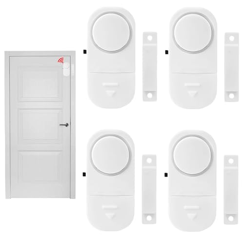 Fensteralarm Türalarm Selbstklebend Alarm 4Pcs: Nizirioo Drahtlose Home Security Alarmanlage mit Batterien, Mini Einbruchschutz mit Wireless Magnetsensor 90DB für Home Security Wohnmobil und Mehr von Nizirioo