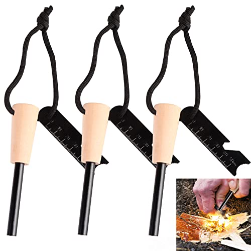 Feuerstarter Set, Nizirioo 3 pcs Feuerstahl Outdoor, Traditioneller Feuerstarter, Feuerstahl Mit Handmade, Feuerstein-blöcke,Magnesium Stab Feuerstarter,Feuerstein Mit Extrem Starker Funkenflug von Nizirioo