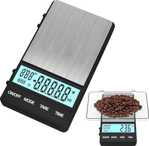 Nizirioo ​Kaffeewaage Digital mit Timer & Tara-Funktion - 0,1g ​Feinwaage für Espresso/Coffee, ​Barista-Waage mit LED-Touchscreen, Küchenwaage inkl. Batterien von Nizirioo