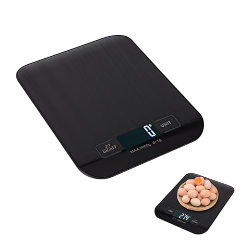 Küchenwaage Digital USB Wiederaufladbare Digitalwaage: Nizirioo 10kg/1g Waage Küchenwaage mit Led Display und Tara Funktion Lebensmittelwaage zum Backen und Kochen, Messen(Schwarz) von Nizirioo