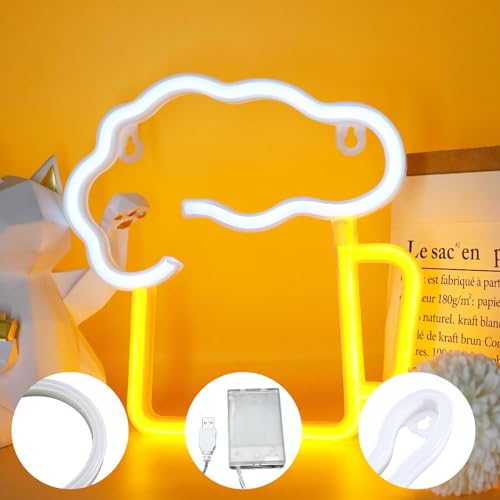 LED Leuchtreklame Bier Bier Neon Sign: Nizirioo LED Neonlicht Zeichen Licht Neon Sign Dekorative Wandleuchten Neonlicht 3D Wanddeko USB Powered Neonschild für Bar Pub Party Geburtstag Restaurant von Nizirioo
