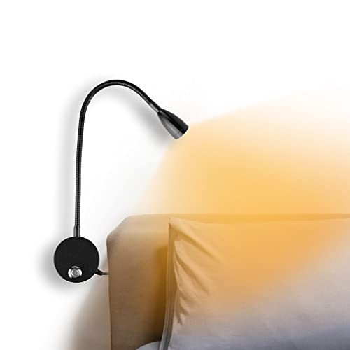 Nizirioo Leselampe Wandmontage Nachttischlampe Steckdosenlampe: Nachttischlampe Touch Dimmbar LED Leselampe Bett mit Schalter USB Flexible Schwanenhals Lampe Bett Leselicht Warmweiß für Schlafzimmer von Nizirioo