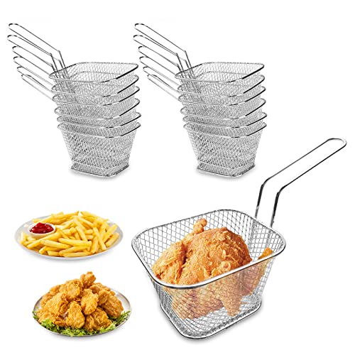 Nizirioo 12 Stück Pommes Körbchen, Frittierkorb Frittierkörbe Klein Pommes, Mini-Edelstahlchips Frittierkörbe Für Pommes, Brathähnchen, Zwiebelringe, Shrimps Oder Frittierte Lebensmittel von Nizirioo