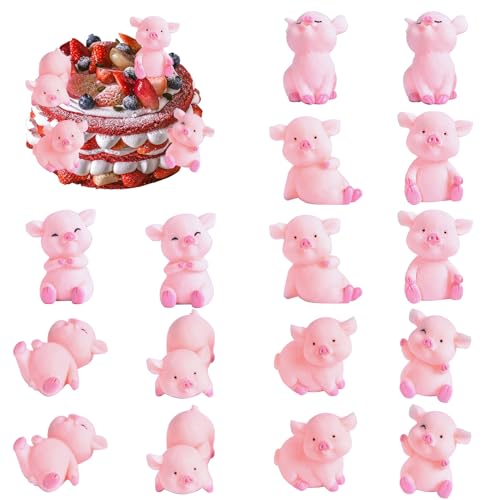 Nizirioo 16 Stück Glücksschweinchen Mini Schweinchen Glücksschweinchen Figuren Glücksschweine Niedlich Geschenk für DIY Handwerk Kuchen, Geburtstag Party, Fee Garten Dekoration von Nizirioo