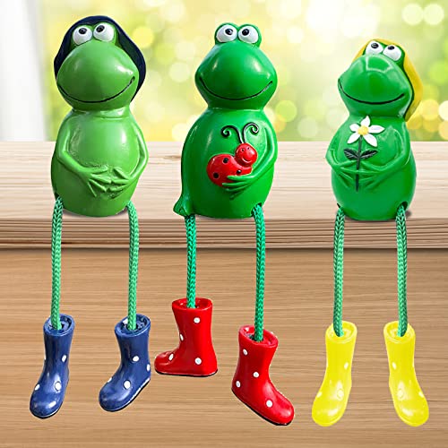 Nizirioo 3 Stück Gartendeko Frosch Figuren Harz Deko Garten Frosch, Frosch Statue Garten Deko für Außen Gartenfigur Gartendekoration Gartendeko für Draußen Gartenfiguren (Rot, Gelb, Blau) von Nizirioo