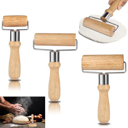 Nizirioo 3 Stück Holz Nudelholz: Groß, Mittlere und Klein Teigroller, Pizzaroller für Pizza Kuchen Backzubehör Tortilla Fondant Nudelteig(3 Größen) von Nizirioo