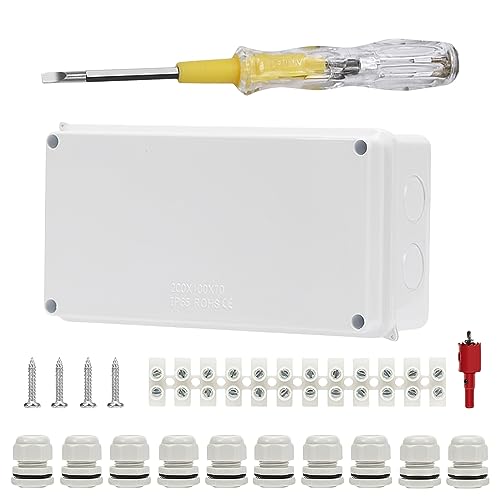 Nizirioo Abzweigdose IP65 Wasserdicht Aufputz: Verteilerdose Aufputz mit Doppelseitiger Teststift, ABS Abzweigdose Groß, Klemmkasten Aufputz, für Garten, Feuchtraum, Weiß(150x110x70mm) von Nizirioo