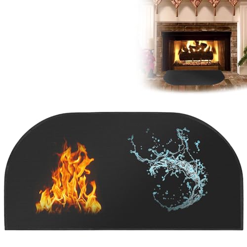 Nizirioo Funkenschutzplatte für Kaminofen: 50 x 102CM Feuerfeste Unterlagem, Halbrund Feuerfeste Bodenschutzmatte für Kamine, Funkenschutzplatte Herdbereich für Kamine im Herd, Heizungen von Nizirioo
