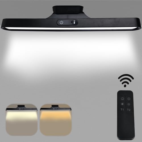 Nizirioo LED Spiegelleuchte Dimmbar Badezimmer Lampe 3W Schrankleuchte Berührungsschalter mit Fernbedienung, 32cm Schwarz Wiederaufladbar Batteriebetrieben mit Magnet für Schrank, Nachttischlampe von Nizirioo