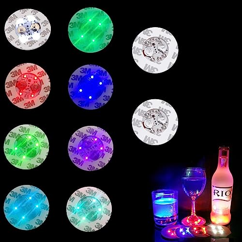 Nizirioo LED Untersetzer Selbstklebende Leuchtsticker: 10 Stück LED-Untersetzer,LED-Aufkleber,LED Sticker Lichter,7 Farbe LED Untersetzer,LED Sticker Lichter Selbstklebend für Kaffee Tee Bier Becher von Nizirioo