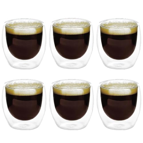 Nizirioo Latte Macchiato Gläser (6 X 80 Ml), Doppelwandige Kaffeegläser, Thermogläser Gläser Cappuccino Tassen Gläser Aus Borosilikatglas Für Cappuccino, Latte, Tee, Eistee, Iced Americano, Milch von Nizirioo