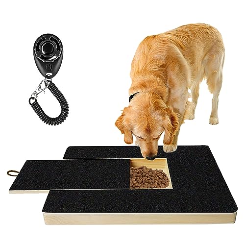 Nizirioo Multifunktionale Hundekratzpad Für Nägel: Massivholz Dog Nail Scratch Board mit Clicker-Hundetrainer& 4 rutschfeste Matte, Schleifpapier Dog Scratch Board für Haustiernagel Care Sanding von Nizirioo