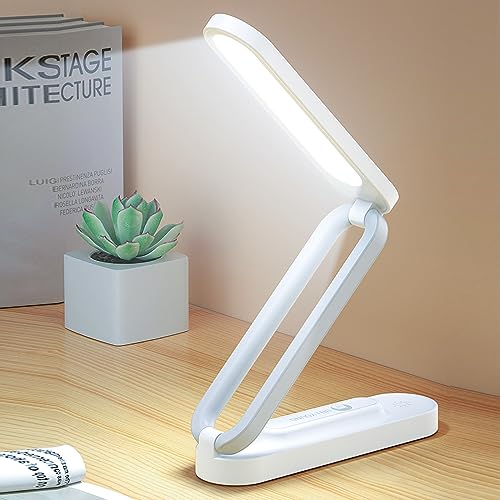 Nizirioo Schreibtischlampe LED Kabellos Faltbar Tischlampe Dimmbare Tischleuchte mit 3 Helligkeitsstufen Augenschonende Tischlampen Leselampe USB Wiederaufladbare Touch-Steuerung Nachttischlampe von Nizirioo