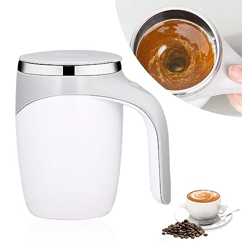 Nizirioo Selbstrührende Kaffeetasse Automatische Magnetische Rührtasse: 380 ml Selbstmischende Kaffeetasse, USB Wiederaufladbar Elektrische Rührtasse für Kaffee, Milch, Heiße Schokolade (Weiß) von Nizirioo