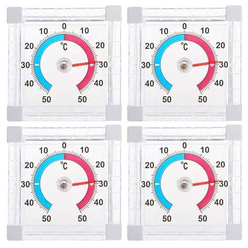 Nizirioo Transparent Selbstklebend Analog Fensterthermometer: 4 Stück Thermo-Hygrometer, Fenster Thermometer Klebe, Außenthermometer, Fensterscheibe Temperaturanzeige Zweifarbiger Skala 7.6x7.6cm Nizirioo Transparent Selbstklebend Analog Fensterthermometer: 4 Stück Thermo-Hygrometer, Fenster Thermometer Klebe, Außenthermometer, Fensterscheibe Temperaturanzeige Zweifarbiger Skala 7.6x7.6cm von Nizirioo