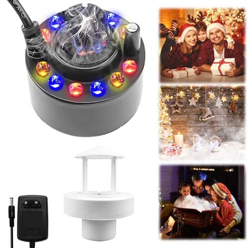 Nizirioo Ultraschall Vernebler 12 LED Nebelmaschine Ultraschall Vernebler Mist Maker Wassernebler Fogger mit Abnehmbarem Spritzschutz, Nebelmaschine Innen oder Außenbrunnen, Halloween von Nizirioo